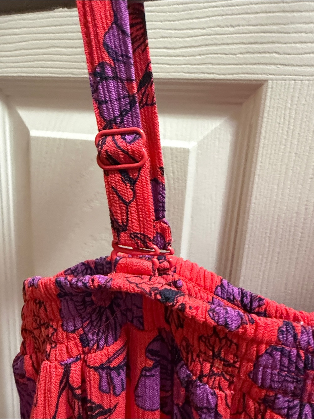 Wide Leg Jumpsuit Red with Purple Floral Print - Picture 8 of 9